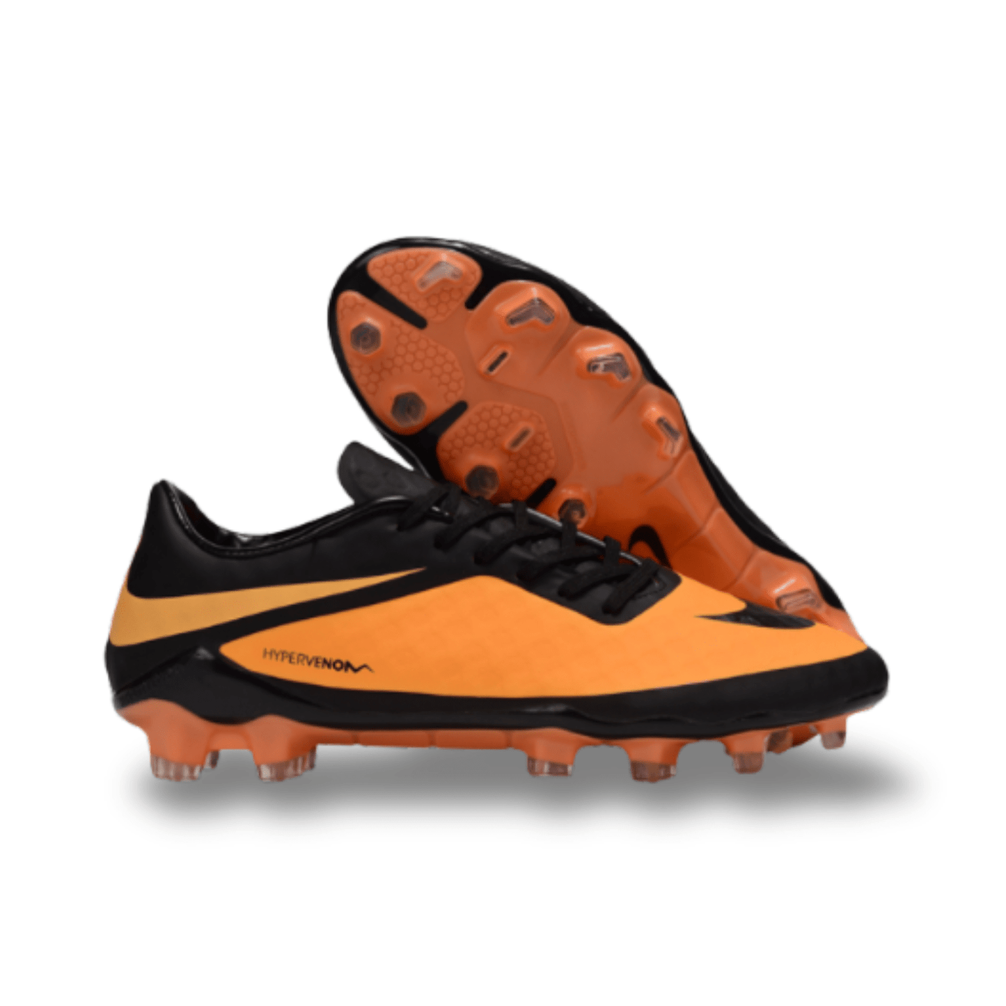 Zapatillas de fútbol para pasto natural Hypervenom naranja y negro – FG