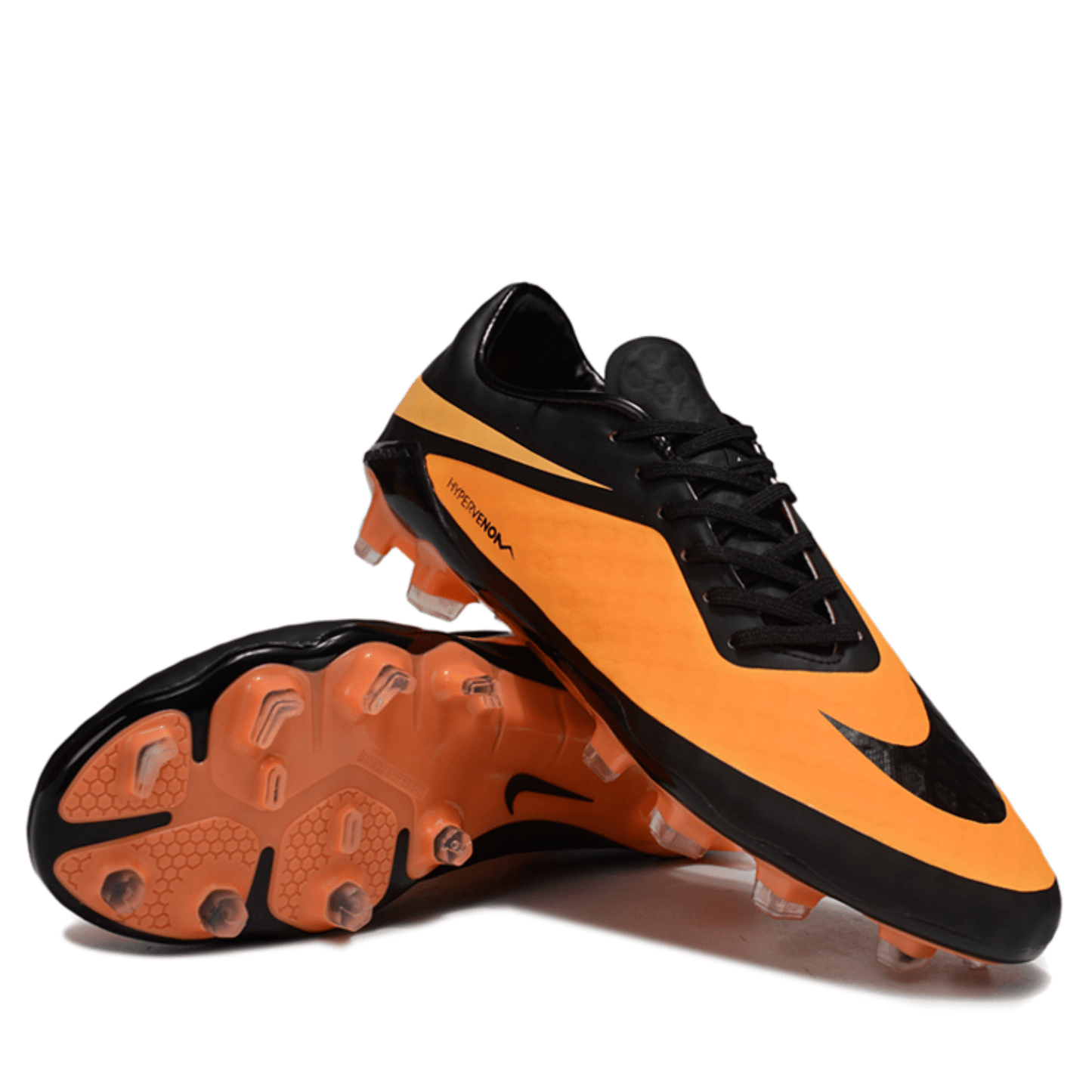 Zapatillas de fútbol para pasto natural Hypervenom naranja y negro – FG